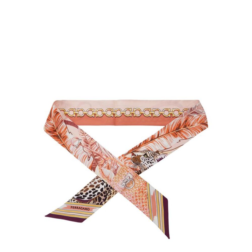 Ferragamo Women Silk Scarf In Pink With Floral Print - Picture 2 of 3